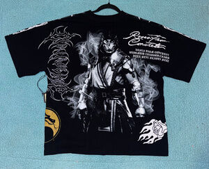 Mortal Kombat x Civil Regime Graphic T Shirt Medium Black Scorpion Y2K
